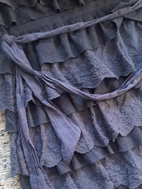 Abercrombie & Fitch Strapless Layered Lace Ruffle Dress - Navy - Picture 3 of 6